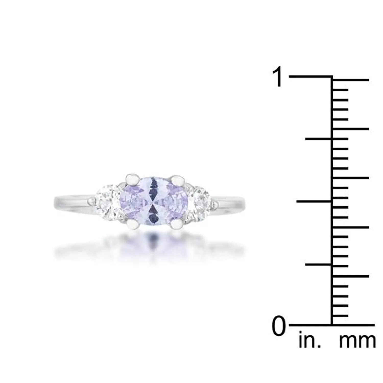 WildKlass 1.2ct Lavender CZ Rhodium Plated Classic Oval Ring