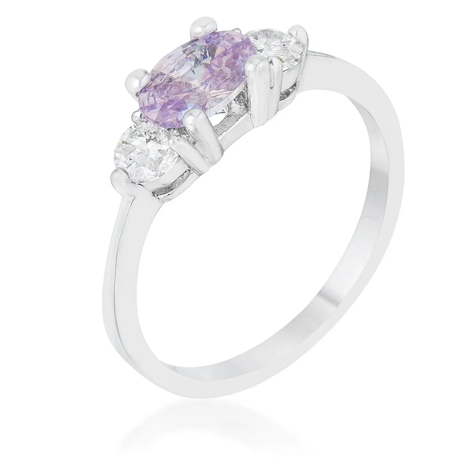 WildKlass 1.2ct Lavender CZ Rhodium Plated Classic Oval Ring