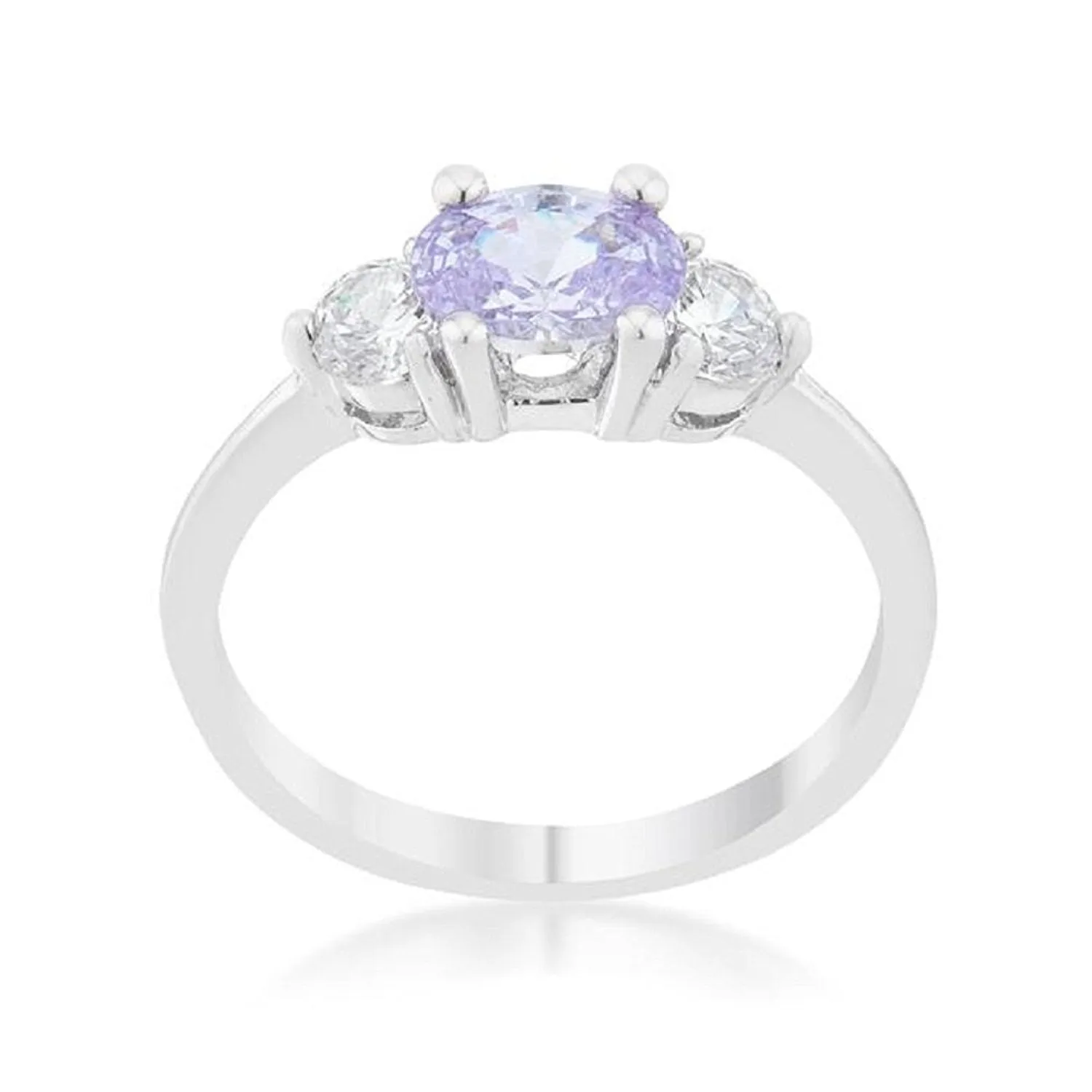 WildKlass 1.2ct Lavender CZ Rhodium Plated Classic Oval Ring