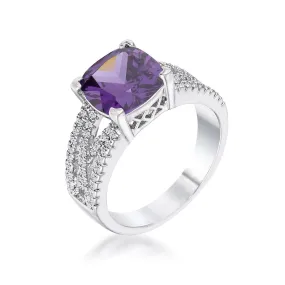 WildKlass 3Ct Elegant Silvertone Criss-Cross Amethyst Purple CZ Engagement Ring