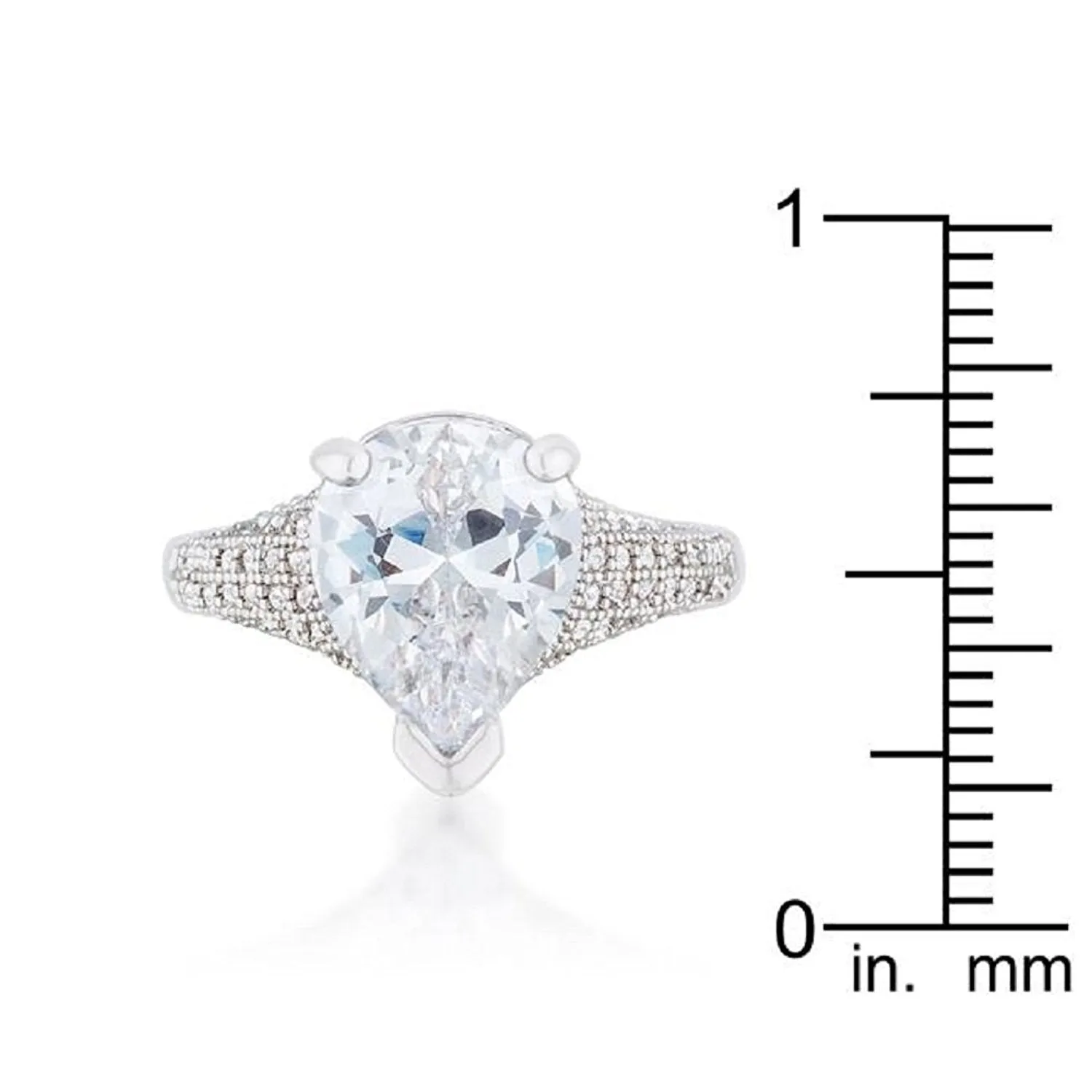 WildKlass 5.8ct CZ Rhodium Plated Pear Cocktail Ring