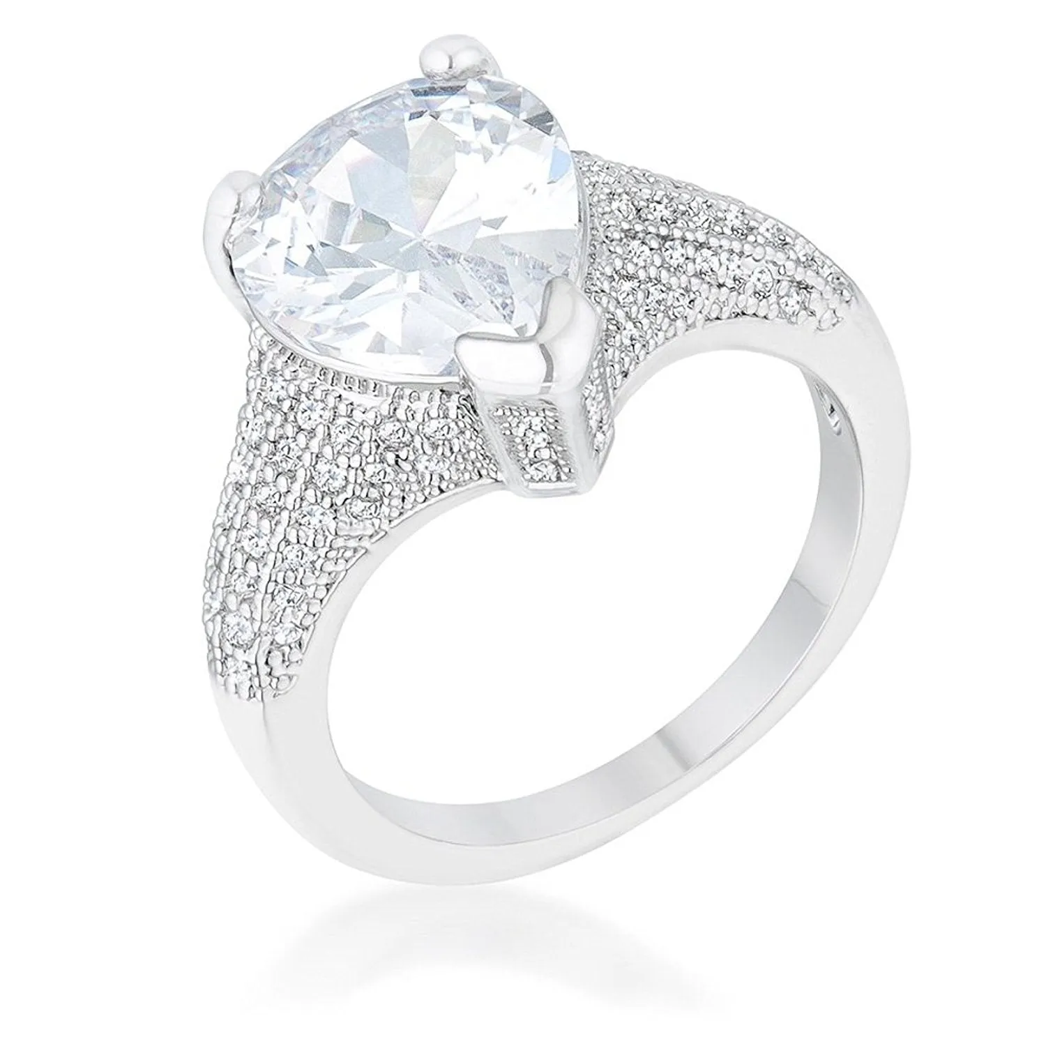 WildKlass 5.8ct CZ Rhodium Plated Pear Cocktail Ring