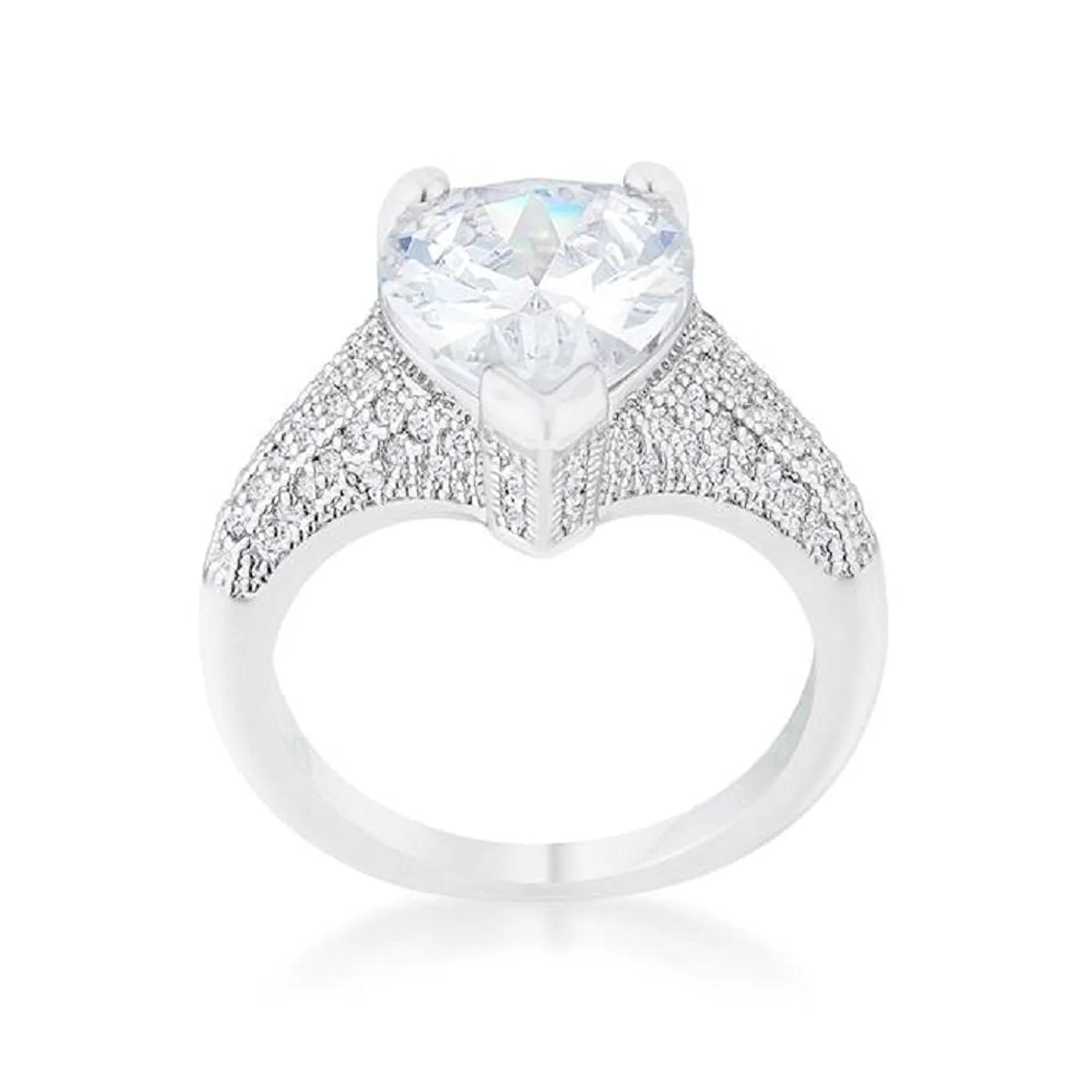 WildKlass 5.8ct CZ Rhodium Plated Pear Cocktail Ring