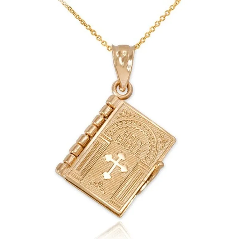 WWJD Openable Holy Bible Book Pendant Necklace