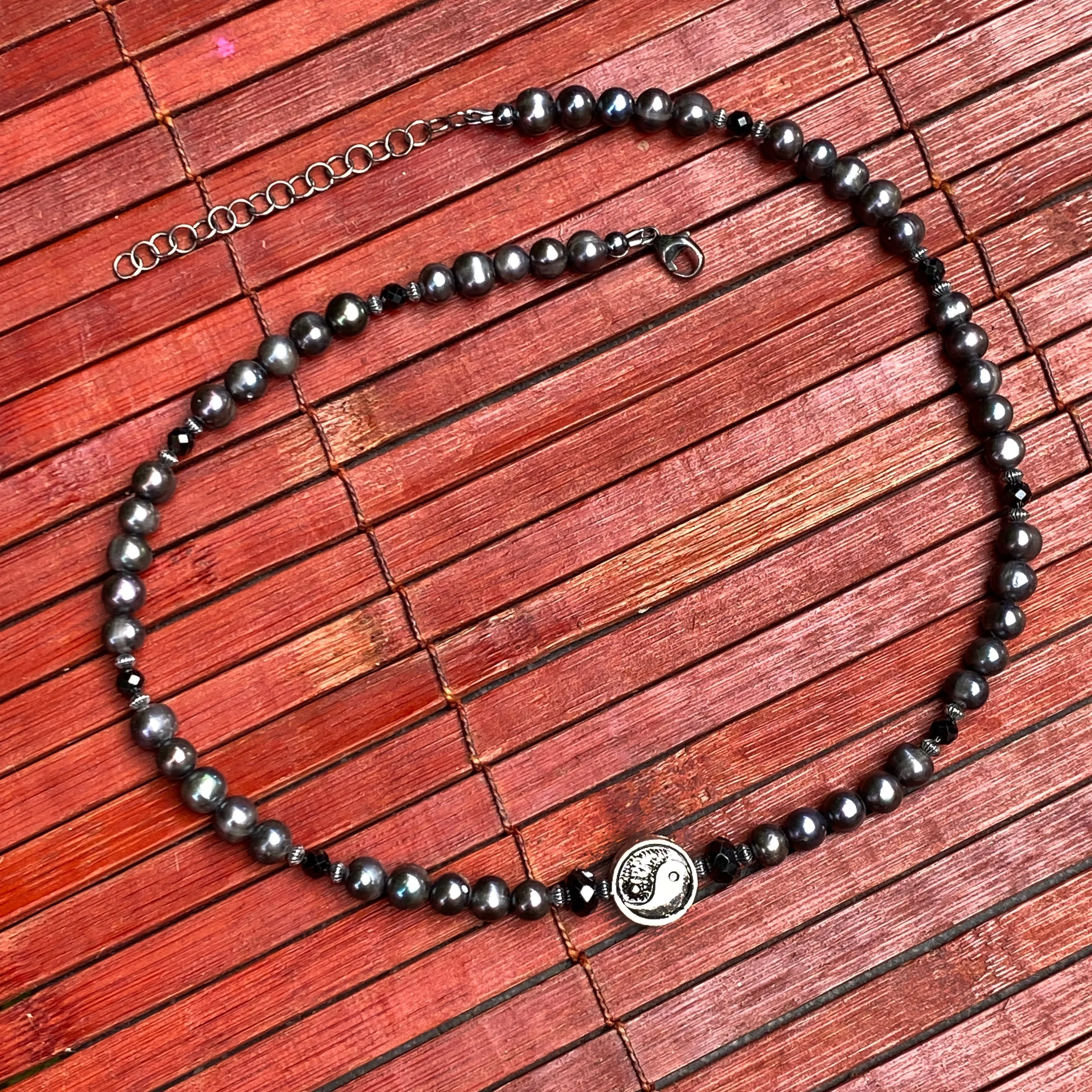 Yin Yang and Beaded Pearl Necklace