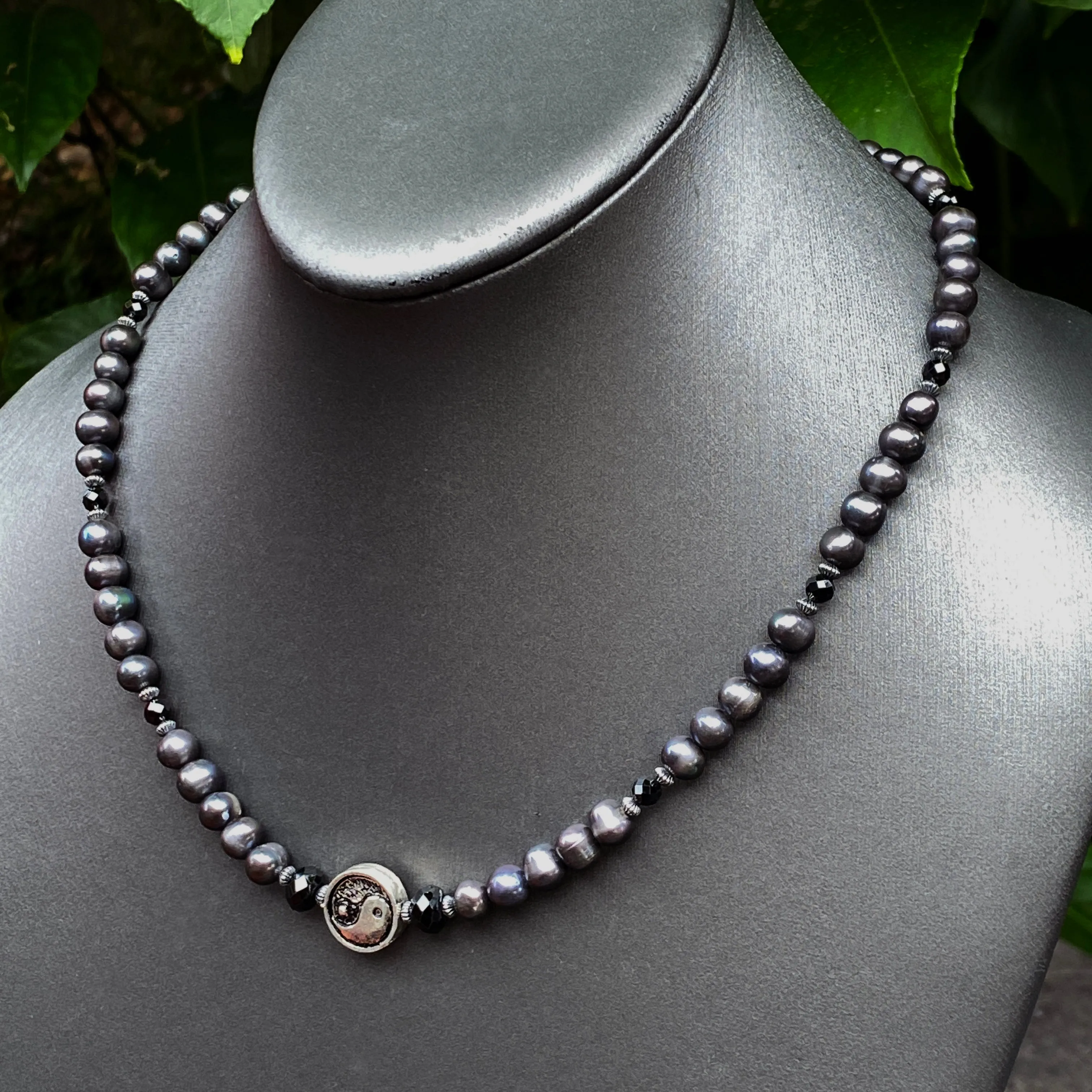 Yin Yang and Beaded Pearl Necklace