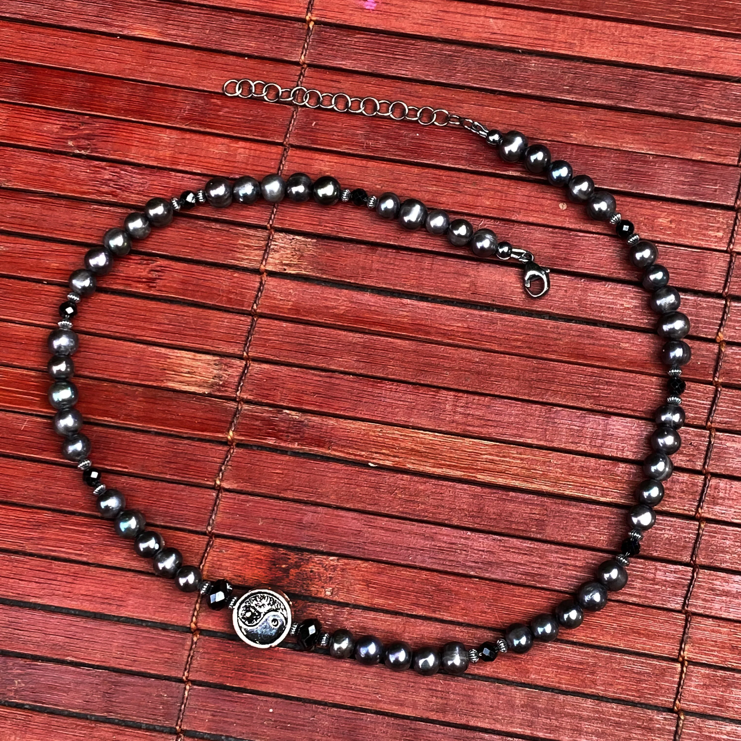 Yin Yang and Beaded Pearl Necklace