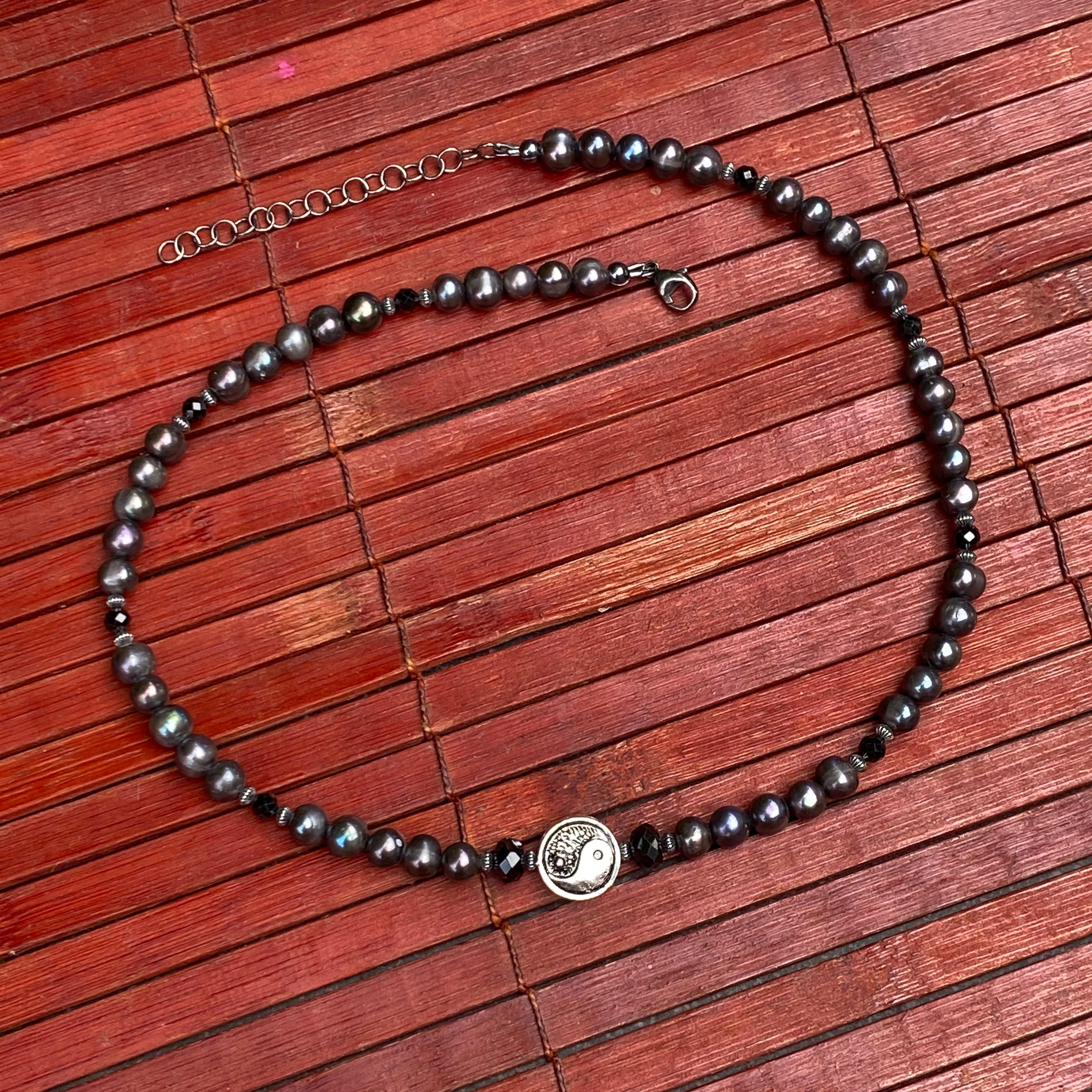 Yin Yang and Beaded Pearl Necklace