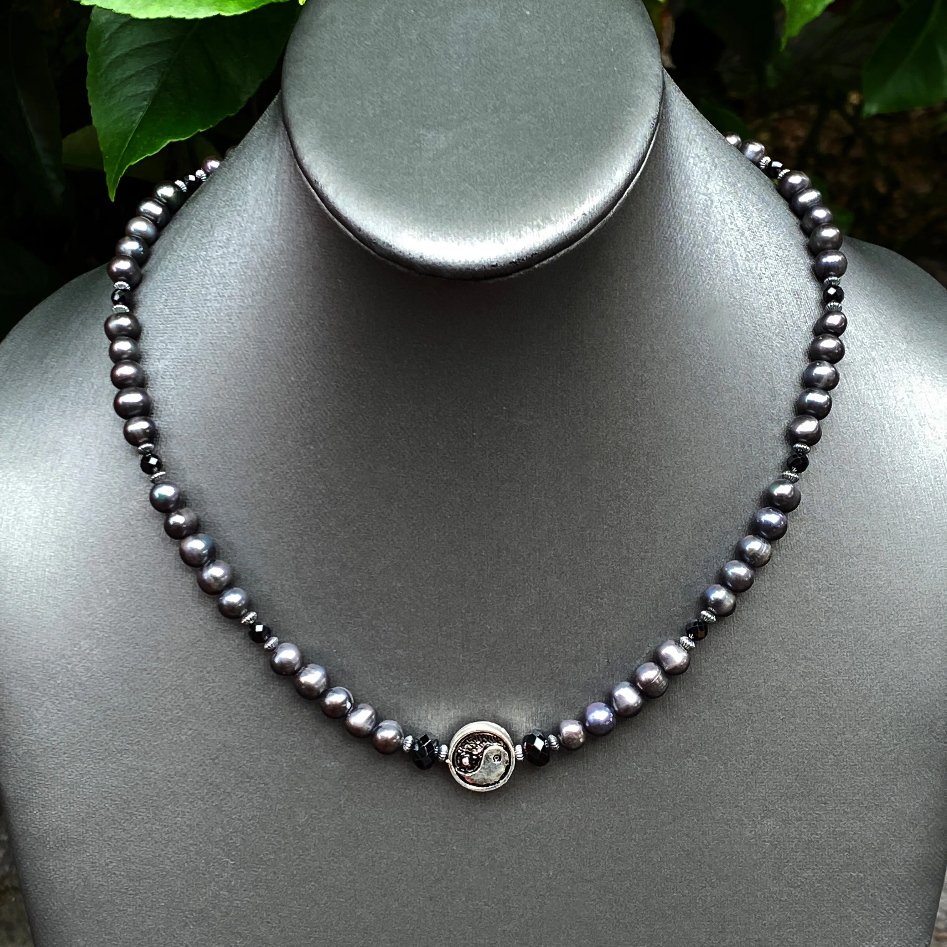 Yin Yang and Beaded Pearl Necklace