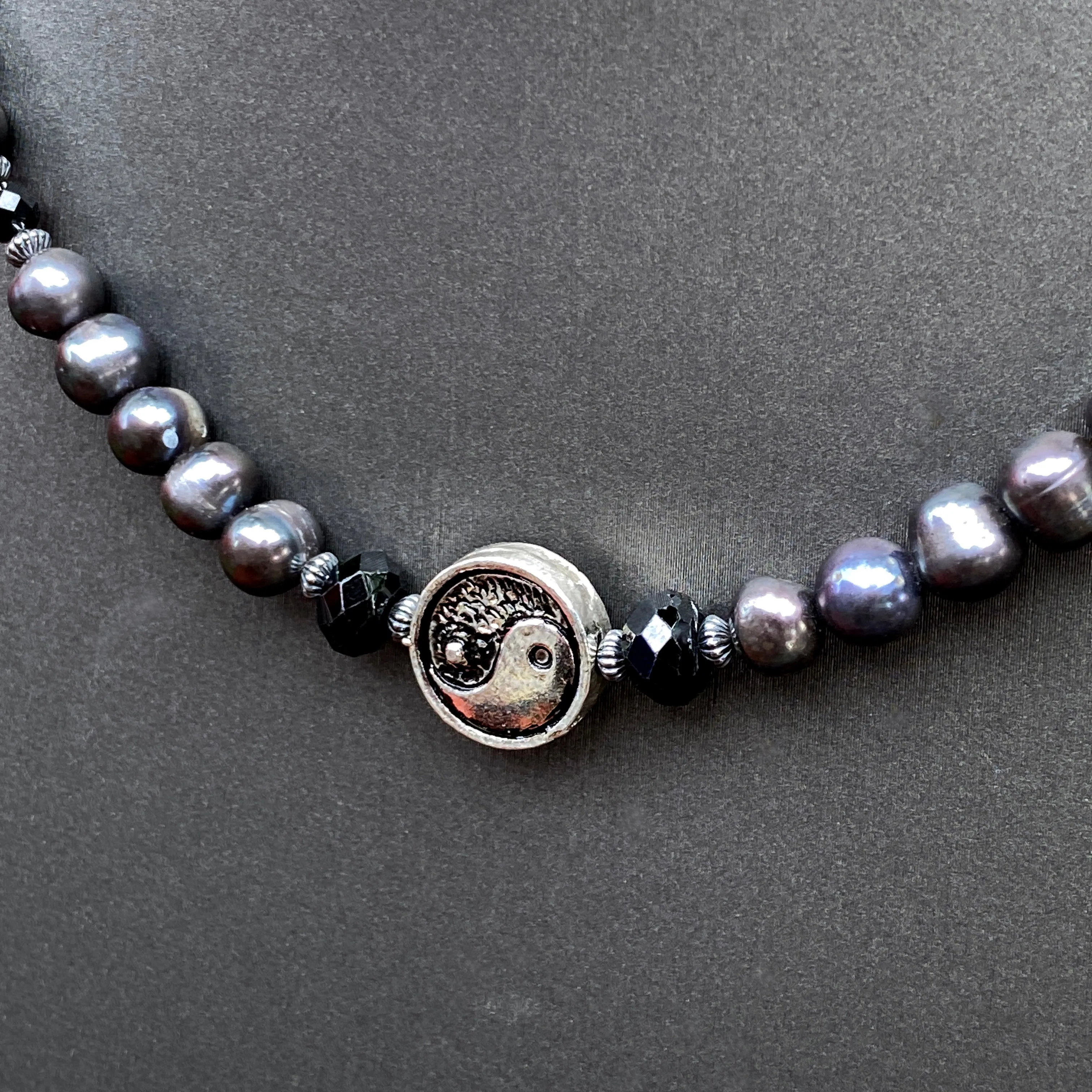 Yin Yang and Beaded Pearl Necklace