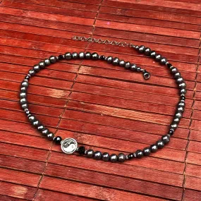 Yin Yang and Beaded Pearl Necklace