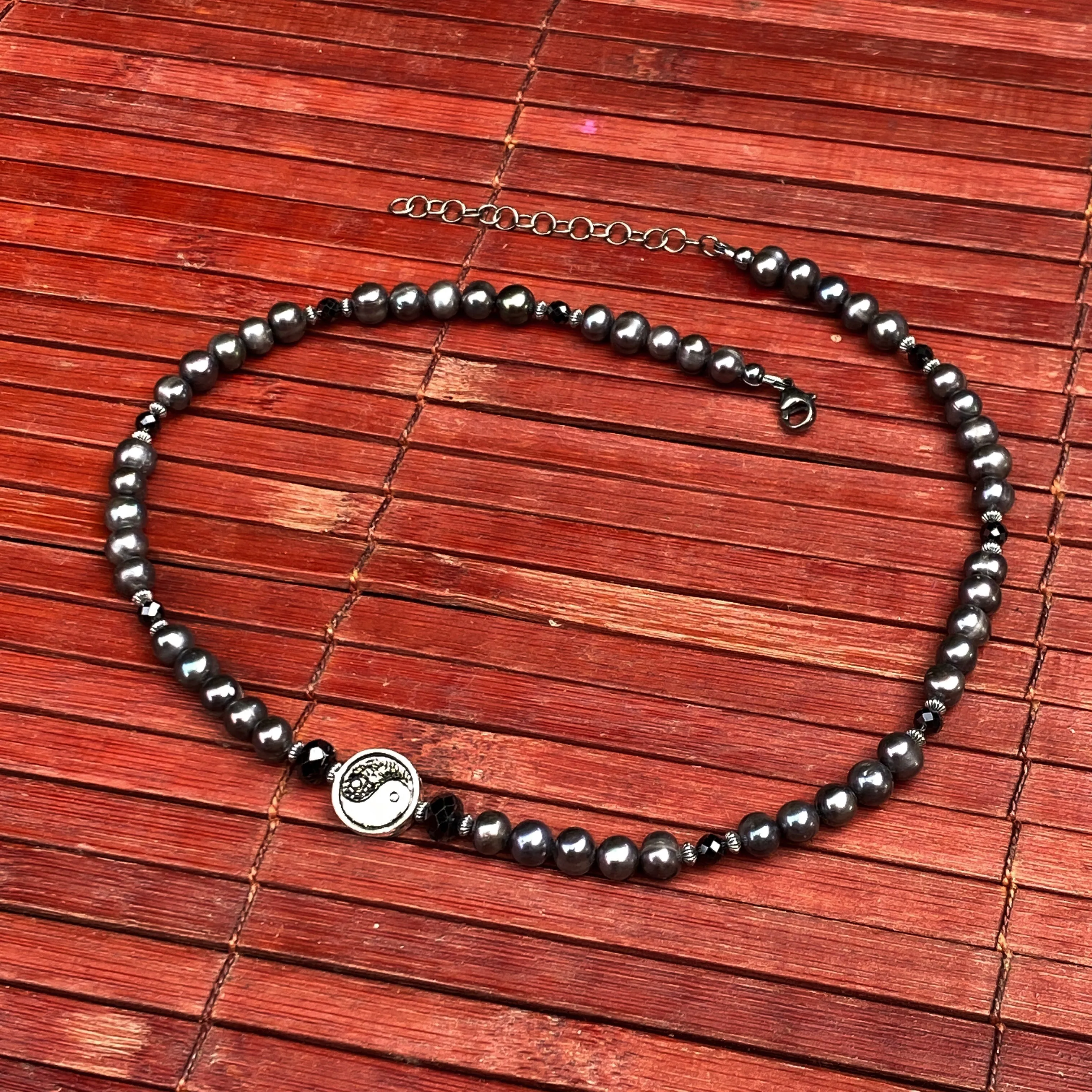 Yin Yang and Beaded Pearl Necklace