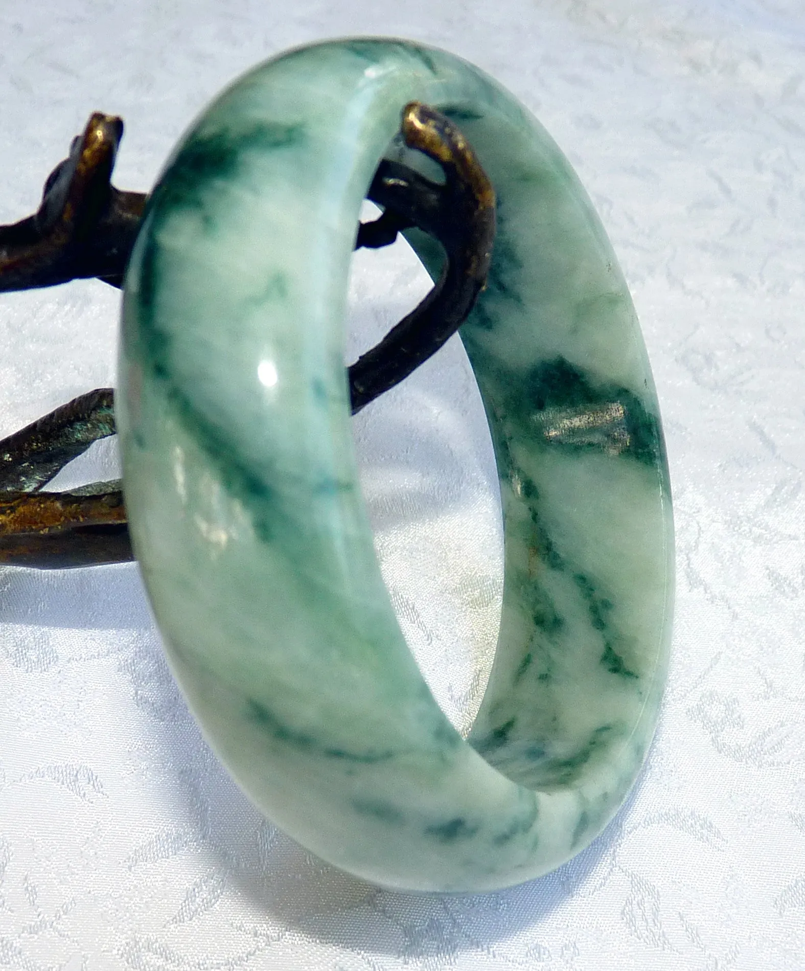 Ying Yu's Jewelry Box Good Green Veins Grade A Burmese Jadeite Bangle Bracelet 50mm   Certificate (657)