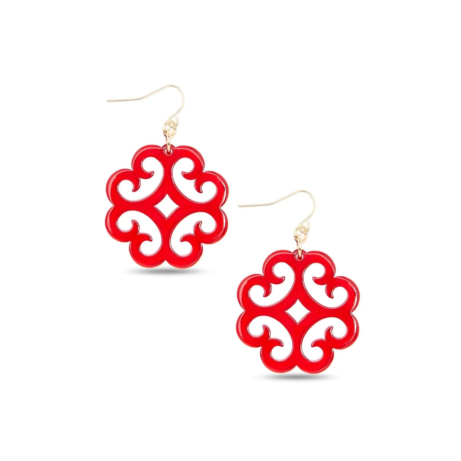 Zenzi Circular Swirl Earrings Red